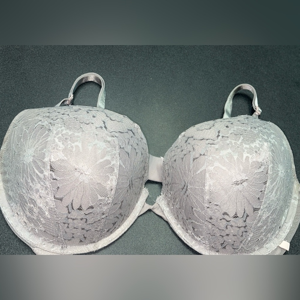 Silver, push-up size 38DD bra